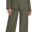 Casly Lamiit 2 Piece Outfits for Women Business Casual Single Button Blazer Jacket and Wide Leg Pants Matching Suit Sets, M