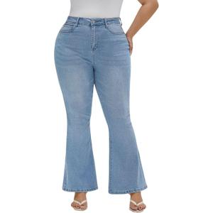 EMMIOL Flare Jeans for Women High Waisted Women's Stretch Bootcut Jeans (Blue)