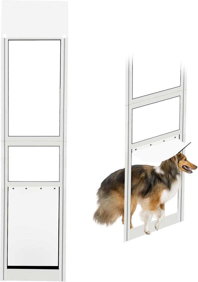 XL Dog Door for Sliding Glass Door Adjustable 75 to 81 Slider Height,All-Metal Framed & Panel with Rotating Screws