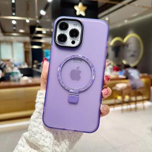 Case for iPhone 13 Pro Max Magnetic with Stand Ring, [Compatible with Magsafe] Lightweight and Translucent Matte Back Shockproof Protective Case Men Women Purple