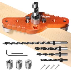 Dowel Jig Kit (& 1/2",1/4", 5/16", 3/8" Drill Bit), Self-centering Scriber,Drill Guide,Centering Hole Drill(Does not include 1/2" rails)