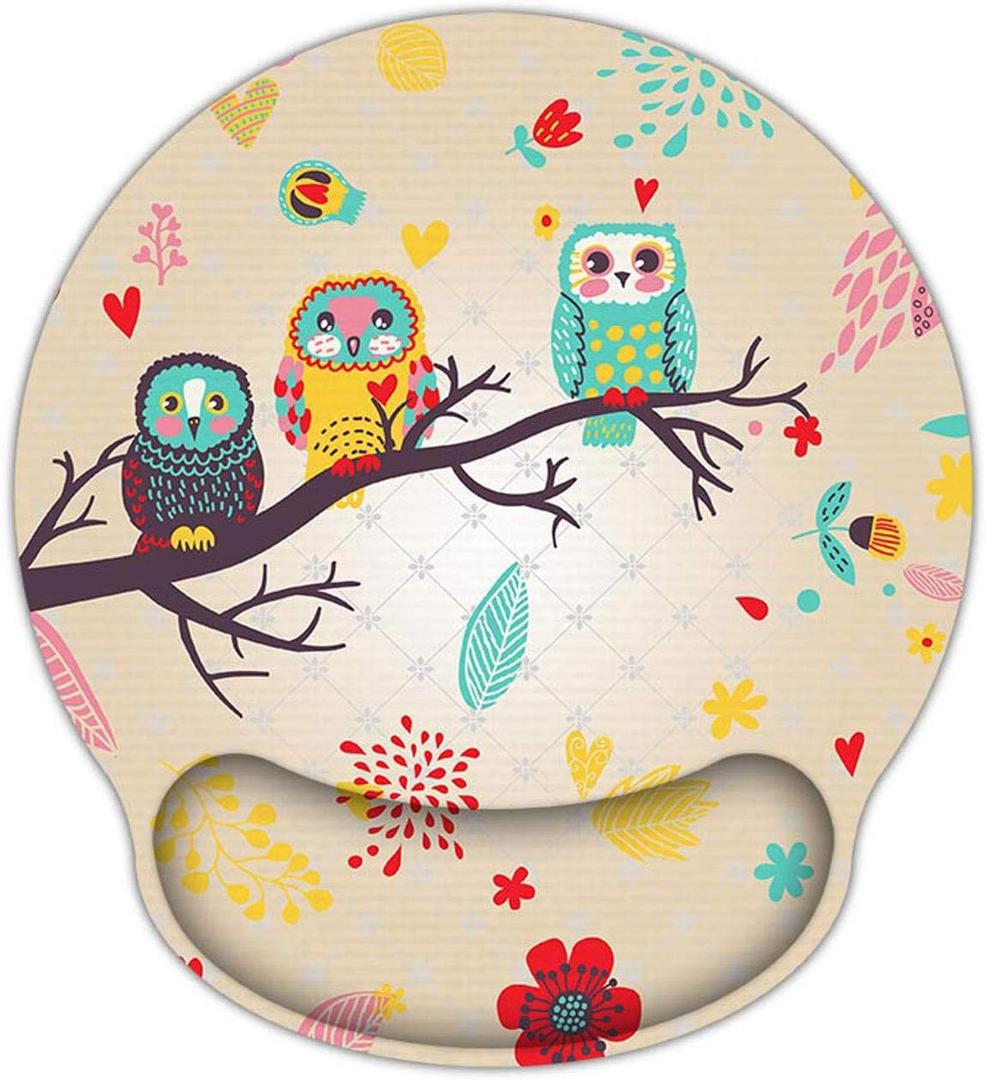 Meffort Inc Mouse Pad with Wrist Rest Support & Non-Slip Base, Durable Ergonomic Gaming Mousepad - Three Owls