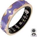 Retro Bluetooth Smart Ring for Women Fitness Tracker Ring with Heart Rate, Sleep Monitoring, Blood Oxygen, Step Counting for iOS and Android (Purple, 7#)