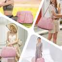 Wandering Nature Personal Item Travel Bag, Small Duffle Bag for Women with Wet Pocket & 14'' Laptop Compartment, Lightweight Carry on Weekender Duffel, Vertical pattern (Pink)