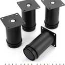 OwnMy 4PCS 4 Inch Furniture Legs Feets Metal Cabinet Legs, Adjustable Round Metal Furniture Replacement Legs Corner Feets Heavy Duty Table Leg Extenders for Sofa Couch Chair (Black)