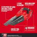CRAFTSMAN V20 Cordless Hand Vacuum, 45 CFM, 2 Stage Filtration System with Filter, Battery and Charger Included (CMCVH001C1)