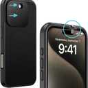 Spy-Fy iPhone 16 Pro Max Privacy Case with Camera Covers Front and Rear | Magsafe Compatible and Kickstand | Protect Your iPhone | 6-Foot Drop Proof | 6,9 Inch | Camera Protection by Valenta Black