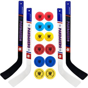 Pandahero Mini Knee Hockey Sticks Set for Kids  Kids Toys Gifts for Toddler Boys & Girls  Indoor Mini Hockey Kit with 4 Sticks, 6 Foam Balls & 6 Pucks