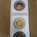 Kitchen ceramic sugar pot, pepper pot, salt pot with lid spoon, creative home chicken essence seasoning box, seasoning jar, seasoning box 3, bamboo tray, 8 ounces for sugar bowl, pepper, spice.