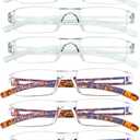 VisionGlobal 8 Pairs Reading Glasses, Blue Light Blocking Glasses, Computer Reading Glasses for Women and Men, Fashion Square Eyewear Frame (4clear+4tortoise,+1.50 Magnification)