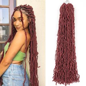 Faux Locs Crochet Hair Red Soft Locs 14 inch 8 Packs Short Burgundy Pre Looped Crochet Locs Goddess Locs Crochet Hair For Black Women Braiding Hair Extensions (14 Inch (Pack of 8), BUG)