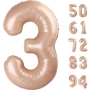 Light Brown 3 Balloon, Tan Number Balloons 40 Inch, Beige 3rd Birthday Decorations for Kids Girls Boys, Men Women Sandy Brown Party Supplies for Party Decorations, Khaki Number 3 Balloon