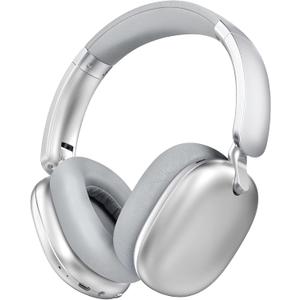 RORSOU C6 Active Noise Cancelling Headphones, Wireless Over Ear Bluetooth Headphones, 60H Playtime, Lightweight Folding Deep Bass Comfort Fit Ear Cups Headset with Mic for iPad/Travel/PC/Home Silver