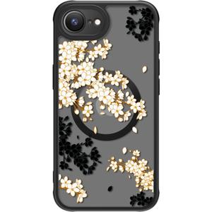 FUNMIKO for iPhone 16e Case Wireless Charging & Military-Grade Protection - Trendy Pattern Design for Women Girls, Matte Non-Slip Phone Cover with Shockproof Corners - Elegant Blossom Motif