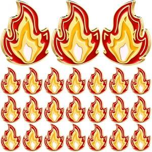 Landical 48 Pcs Fire Flame Enamel Lapel Pins Bulk Set Fire Hard Enamel Pins Red Gold Flame Pins Fire Flame Accessories for Clothes Hats Jackets Backpacks DIY Suitable for Men Women Adults Gifts (Gold, S)