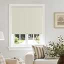 Blackout Roller Shades Cordless Blinds for Windows, Free-Stop Shades with Valance, Thermal Insulated Linen Fabric UV Protection Natural Woven Blinds for Home and Office Cream Beige 38" W x 72" H