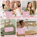 2 x Personalized Initial Makeup Bag Set, 3pcs Monogram Makeup Bag with Large & Small Pouch and Waist Bag, Initial Makeup Bag Organizer for Travel, Luggage, Daily Use and Cute Gifts (K)