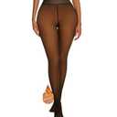 LIRASDIS Fleece Lined Tights for Women, Thermal Tights, High Waist Tummy Control Fake Translucent Pantyhose for Winter XL