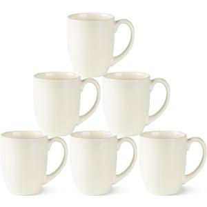 AmorArc 16oz Coffee Mugs Set of 6, Large Ceramic Coffee Mugs for Man, Woman, Dad, Mom, Modern Coffee Mugs with Handle for Tea/Latte/Cappuccino/Cocoa. Dishwasher&Microwave Safe, Light Beige
