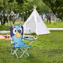 Bluey Kids Folding Camp Chair, Portable Outdoor/Indoor Chair with Carry Bag, Cup Holder, High Back, Lightweight & Durable for Ages 3+, 29.1"h X 15"w X 14.5"d