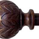 Hermosa 26 in. to 48 in. Adjustable 5/8 in. Single Curtain Rod in Walnut with Finials