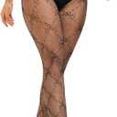 Gothic Skeleton Fishnet Tights, Black Stretchable Hosiery, Halloween Spooky Skull Design for Women