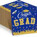 Supervitae 100 Pcs Graduation Napkins Class of 2026 Disposable Graduation Cocktail Napkin Congrats Grad Square Paper Tissues for 2026 High School University College Party Supplies(Blue,Grad)
