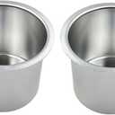 SEETOOOGAMES Jumbo Aluminum Drop-in Poker Table Cup Holder Insert (Pack of 2) (Silver)