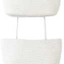 Hanging Storage Pouch, Wall Over The Door Storage Organiser, Utility Hanging Organiser Rope Fabric Storage Solution with 3 Pockets and for Bedroom, Bathroom(White) (14.49*7.48inch)