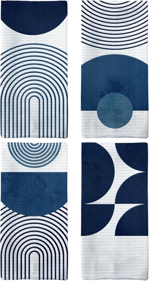 Tzhim Boho Kitchen Towels, Boho Hand Towels for Bathroom, BohoKitchen Bathroom Decor, Boho Bohemian Mid Centry Dish Towel Dishcloths Tea Towels for Kitchen, BohoKitchen Decor Set of 4, 16x24in