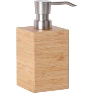 Bamboo Soap Dispenser with Anti-Slip Pads and Stylish Horizontal Wood Grain, Hand Dispenser for Bathroom, Kitchen, Dish, Lotion, Shampoo, Liquid Soap (7 Oz)
