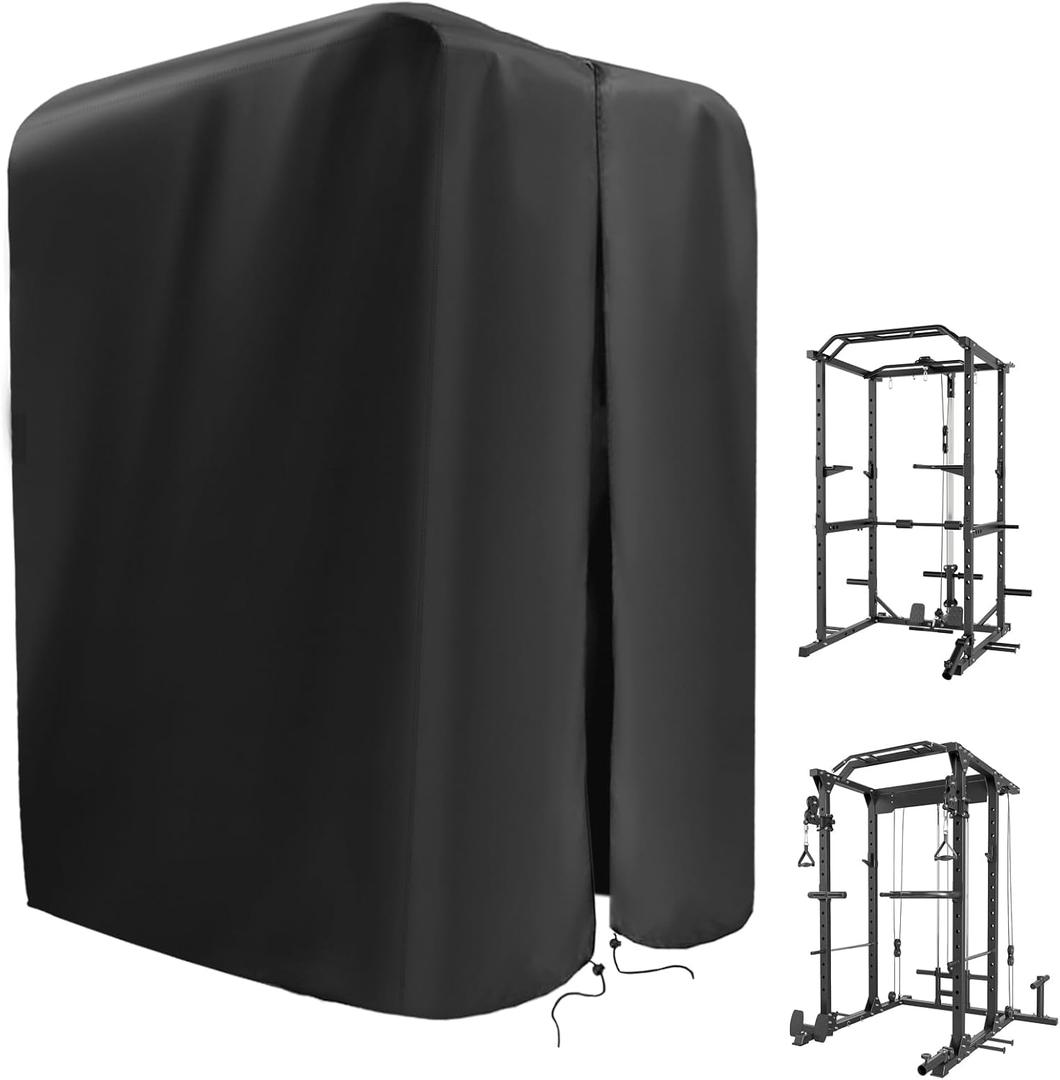 Gym Rack Cover with Waterproof Zipper, Protective Cover for Squat Rack/Weight Lifting Rack/Home Gym Workout Equipment-Indoor or Outdoor (64" x 68" x 82.5")