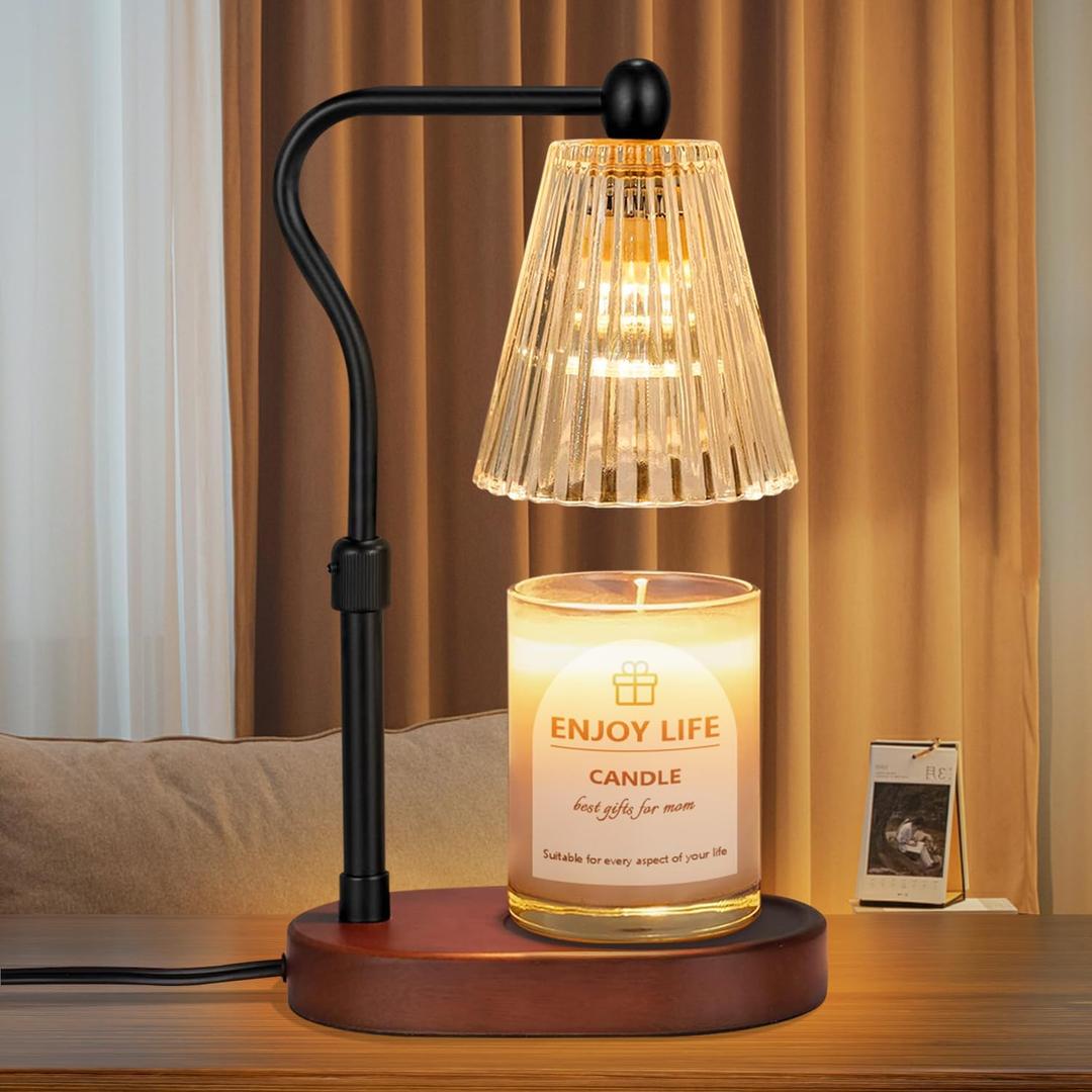 Seenlast Candle Warmer Lamp with Timer Dimmer Adjustable Height, Electric Wax Warmer Vintage Home Decor for Scented Jar Candles,Birthday Gifts for Women (Walnut)