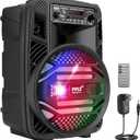Pyle Portable Bluetooth PA Speaker System - 300W Rechargeable Outdoor Bluetooth Speaker Portable PA System w/ 8 Subwoofer 1 Tweeter, Microphone In, Party Lights, MP3/USB, Radio, Remote -PPHP835B