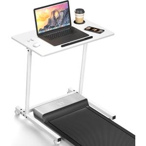 Eocnrhe Treadmill Desk, Mobile Small Standing Desk with Wheels for Walking Pad, Portable Table for Laptop, Rolling Table Adjustable Height, Bedside TableWhite, 27.55" L X 15.74" W X 36.92" To 55.9" H