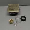 WEBANG 6 Inch Square Shower Floor Drain with Flange,Quadrato Pattern Grate Removable,Food-Grade SUS 304 Stainless Steel,Watermark&CUPC Certified, Brushed Gold