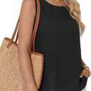LYANER Women's Round Neck Sleeveless Side Split High Low Hem Weekend Casual Tank Tops (Black, M)