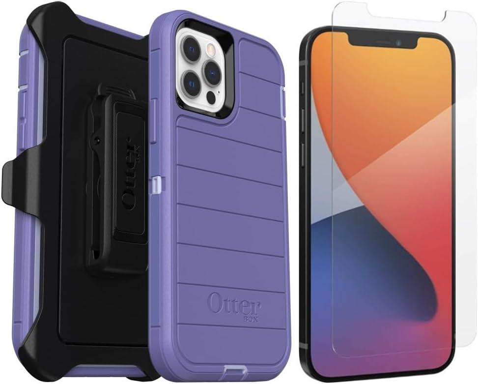 OtterBox iPhone 12 & iPhone 12 Pro (Only) - Defender Series Case - Mountain Majesty (Purple) - Holster Clip Included - with Screen Protector - Microbial Defense Protection