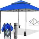 EAGLE PEAK 13x13 Straight Leg Pop Up Canopy Tent Instant Outdoor Canopy Easy Single Person Set up Folding Shelter w/Auto Extending Eaves 169 Square Feet of Shade (Blue)