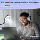 10X Magnifying Glass with Light, Clip on Mganifier with Light, 48 LED Desk Magnifying Glass wtih Clamp, 3 Modes Dimmable Magnifying LED Lamps for Bed Work Crafts DIY B