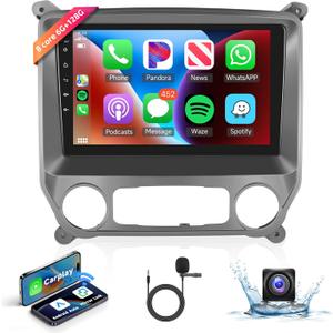 8 Core 6+128G Android Car Radio Stereo for Chevy Silverado/GMC Sierra 2014-2018 Wireless Carplay Android Auto, 10.1'' Touch Screen Head Unit Mirror Link WIFI GPS Bluetooth FM/RDS DSP Backup Camera SWC