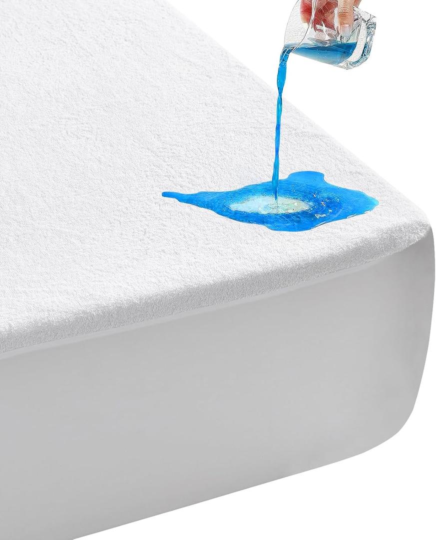 LAVANCE Waterproof Mattress Protector Queen Size, Premium Cotton Terry, Soft Noiseless Washable Bed Mattress Cover with 6"-21" Deep Pocket, 60" x 80"