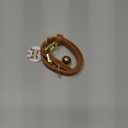 BRONZEDOG Leather Cat Collar with Bell Non Breakaway Kitten QR Tag for Girl Boy (7" - 9" for Cats, Light Brown & Gold)