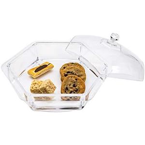Huang Acrylic Clear Hexagon Multifunctional Serving Tray with Lid Cover | Great for Hosting Appetizers for Parties, Holidays, Weddings | Durable, Long Lasting, Easy to Clean