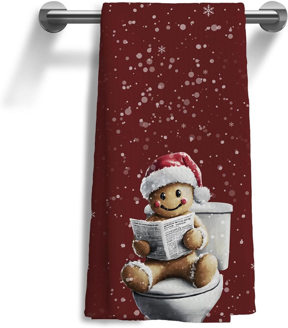 Christmas Gingerbread Man Hand Towels, Gingerbread Man Bathroom DecorXmas Hand Towels Holiday Decorations Christmas Indoor for Home Bathroom Farmhouse16x24 Inch