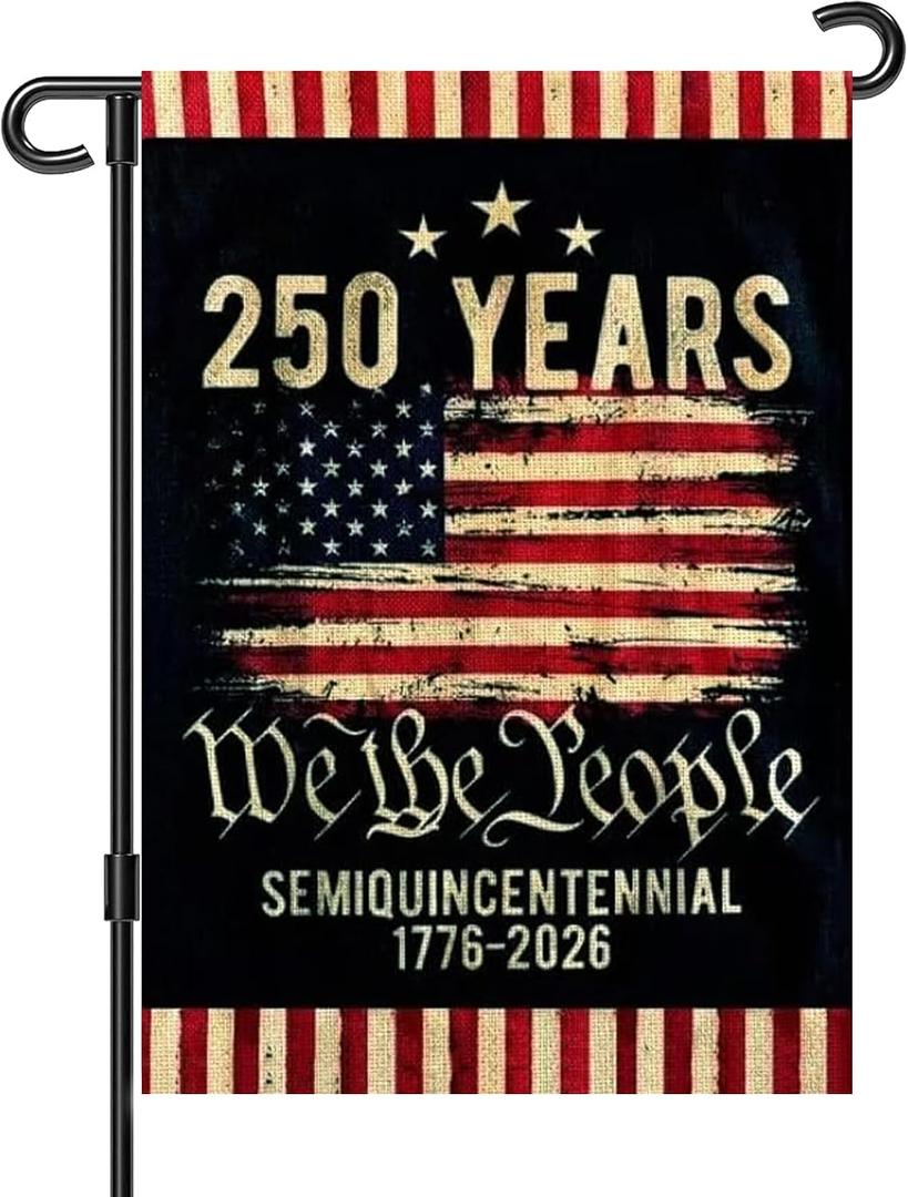 4 x 250 Anniversary Usa Garden Flags for Outside,250 Anniversary USA Flag with Stars Stripes 1776-2026,250th Anniversary America Semiquincentennial Commemorative Patriotic 4th of July Decorations Yard Sign Double-Sided Garden Flag Waterproof 250 Year American Flag 12x18 Inch