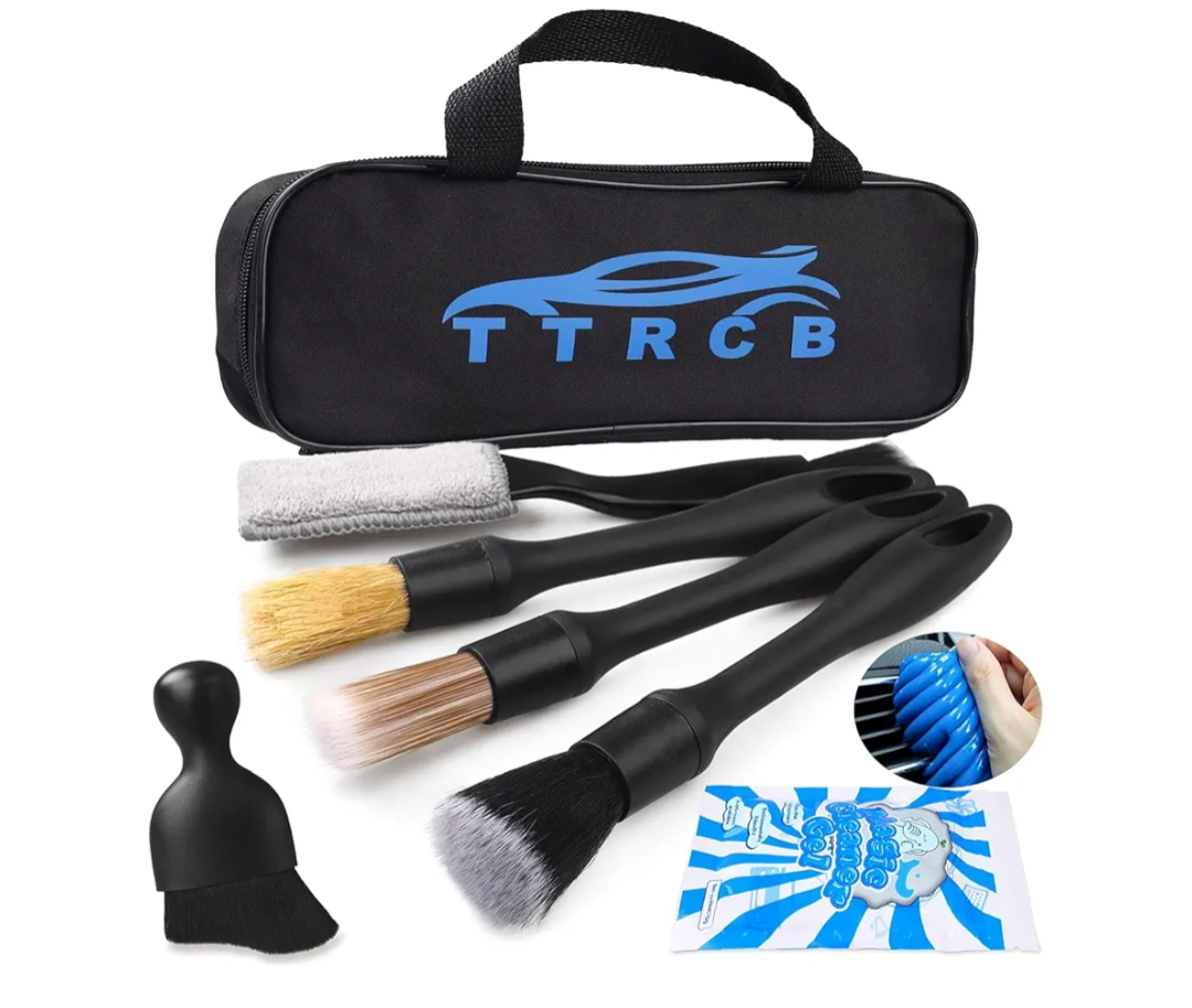 7PCS Car Detailing Brush Set, Ultra Soft Boars Hair Car Interior Detailing Brushes, Car Interior Detailing Kit, Car Cleaning Gel Supplies Kit, Car Dust Brush, Car Accessories for Truck, Suv, Interior