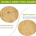 20" Pizza Cutting Board Double Round Sided 20incn Extra Large Bamboo Pizza Cutting Board with Grooves, Wooden Serving Platter Tray for Pizza Prep, Pizza Oven Accessories