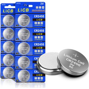 LiCB 10 Pack CR2450 Battery 3V Lithium CR 2450