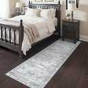 2x7 Runner Rug Non Slip, Thin Entryway Washable Rug for Entryway, Runners for Hallways, Low Pile Vintage Abstract Soft Rugs for Living Room, Kitchen, Bedroom(2'x7', Grey/Ivory)